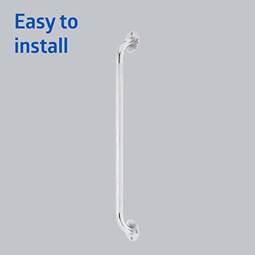 Medline Knurled Chrome 24” Grab Bar for Shower & Bathtub, Independence & Ease of Movement — for Elderly, Handicapped or Seniors, 300 lb. Capacity, 1 Bar