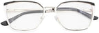 Oversized Metal Frame Reading Glasses for Women,Fashion Cat Eye Ladies Readers