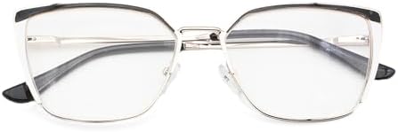 Oversized Metal Frame Reading Glasses for Women,Fashion Cat Eye Ladies Readers