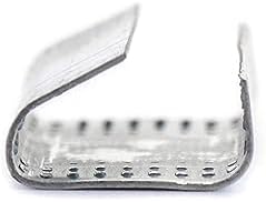 QWORK Seals for 1/2" Strap Width Steel Strapping, 500 Pcs Metal Clips for Firmly Securing Packaging and Pallet Banding, Fix Large and Medium-sized Loads for Storage and Transportation