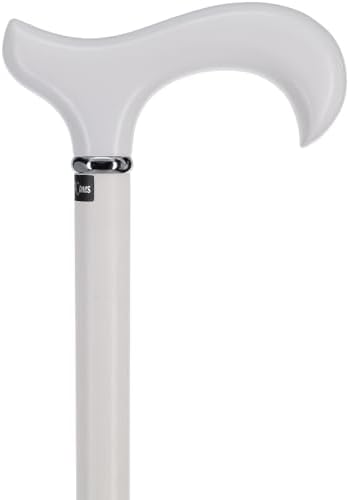 Royal RC Canes Elegant White Beechwood Derby Handle Walking Cane with Silver Collar – Stylish Cane for Women & Canes for Men – Ergonomic Grip Walking Cane & Stick for Men and Women