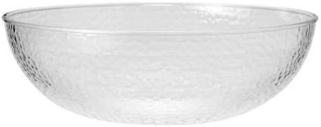 EcoQuality 15 inch Clear Hammered Plastic Bowl – Large Disposable Serving Bowl for Salads, Snacks, Fruits, Party Foods, Catering, Meal Prep, and Everyday Kitchen Use (1)