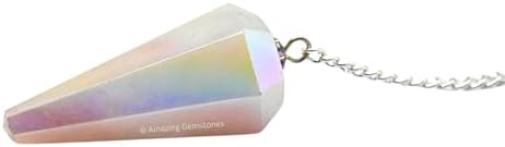 Amazing Gemstone Angel Aura Rose Quartz Crystal Pendulum for Divination - Certified Dowsing Crystals, Healing Stones for Chakra Balancing, Meditation - Enhance Reiki Spiritual Growth