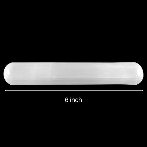 WISH WELL Selenite Crystal Wand – 6” Selenite Wand– Mined and Crafted in Morocco – Ideal for Cleansing and Recharging Healing Stones, Meditation, Reiki, Protection and Home Decor