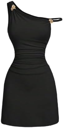 SOLY HUX Women's Off The Shoulder Ruched Bodycon Mini Dress Y2k Party Sleeveless Sundresses