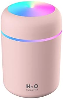 Portable Mini Humidifier, 300ml with Colorful LED Night Light, USB Personal Desktop Humidifier for Car Office Home Travel, Auto Shut-Off, 2 Mist Modes, Super Quiet(pink)