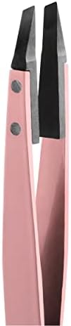 Rubis Classic Techno Stainless Steel Tweezers for Precise Eyebrows and Hair Removal Slanted Polymer Tips, 1KS108, Pink,Rubis Switzerland Swiss Made World Renowned Precision
