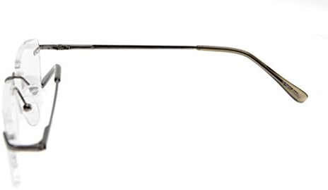 Eyekepper Mens Womens Spring Hinges Rimless Reading Glasses Gunmetal +1.0