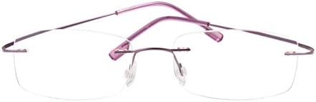 Poxas Memory Titanium Frameless Lightweight Reading Glasses Hingeless Flexibled Frames for Mens Womens