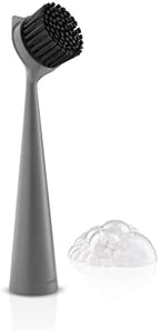 EVA SOLO | Dishbrush Nylon | Robust Washing-up Brush with a Practical & Effective Kitchen Scrubber Edge | Multipurpose Cleaning Brush | Danish Design, Functionality & Quality | Elephant Gray