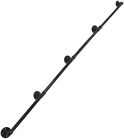 DIYHD 16FT Wall Mount Pipe Handrail for Stairs,Industrial Rustic Black Indoor Deck Hand Rail
