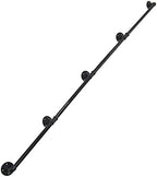 DIYHD 16FT Wall Mount Pipe Handrail for Stairs,Industrial Rustic Black Indoor Deck Hand Rail