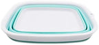 SAMMART 7.7L (2 Gallon) Collapsible Tub - Foldable Dish Tub - Portable Washing Basin - Space Saving Plastic Washtub (White/Lake Green, S)