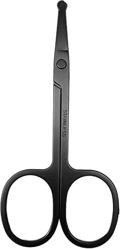 3-Pack Eyebrow and Nose Hair Scissors, 3.5” Stainless Steel Professional Facial Nose Hair Trimmer Scissors for Women and Lace Wigs，for Trimming Small Details Hair, Ear Hair（Black）