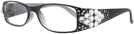 NY FIFTH AVENUE Merkel (Bling) The Diamond Crystal Shape Women Reading Glasses (Clear) Genuine European Crystals Black Frame