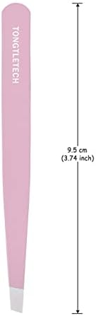 Slant Tweezers – Precision Slant-Tip Pink Eyebrow Tweezer Stainless Steel Facial Hair Plucking for Men and Women