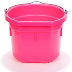 Little Giant® Flat Back Plastic Animal Feed Bucket | Horse Stall Bucket with Metal Handle | Horse Stable Feeding and Watering Supplies | 8 Quarts | Hot Pink