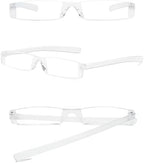 Mini Rimless Reading Glasses Lightweight Compact Travel Eyewear Pocket Readers for Women Men in Tube Case