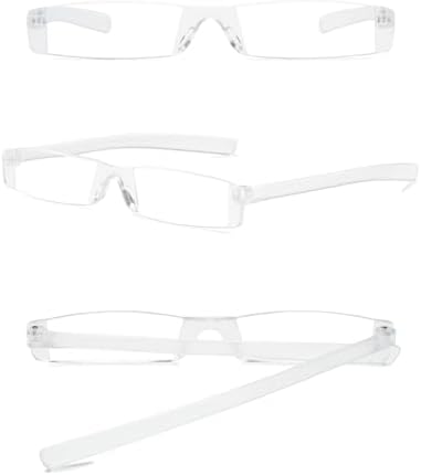 Mini Rimless Reading Glasses Lightweight Compact Travel Eyewear Pocket Readers for Women Men in Tube Case
