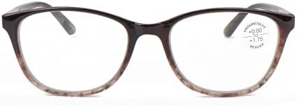V.W.E. Women Marble Print Clear Progressive Reading Glasses - Zero Power On Top - No Bubble Reader Z121