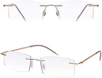 TERAISE Rimless Reading Glasses for Men Women, Lightweight Metal Clear Readers, Fashion Blue Light Blocking Computer Glasses