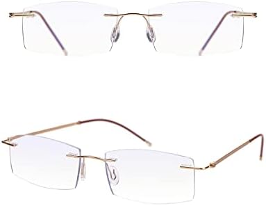 TERAISE Rimless Reading Glasses for Men Women, Lightweight Metal Clear Readers, Fashion Blue Light Blocking Computer Glasses