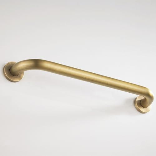 Antique Brass Shower Grab Bar, Bathroom Handrail with Concealed Screws for Wall, Toilet and Bath Safty Bar for Elderly or Handicapped, 12 inch, Made of Brass