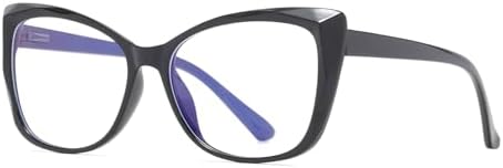 Oversized Cat-Eye Reading Glasses for Women Men, Lightweight Large Readers Trendy Eyeglasses (Black, +1.50)