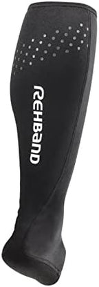Rehband Neoprene Achilles Tendon Brace for Men & Women, 1 Pair Ankle Brace Supports Achilles Tendonitis & Pain Relief, Compression Sleeve against cramps, Colour:Black, Size:Medium