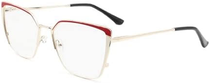 Oversized Metal Frame Reading Glasses for Women,Fashion Cat Eye Ladies Readers