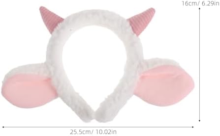2pcs Goat Ears Headband with Ram Horns - Plush Animal Ears Headbands - Furry Lamb Horn Hair Hoop - Sheep Theme Party Costume Decoration