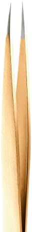 Rubis Stainless Steel Pointed Tweezers for Precise Eyebrows and Hair Removal, 1K003, Made in Switzerland, Gold
