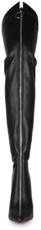 Women's Over The Knee Boots, Ladies Thigh High Boots Stiletto Heel Large Size Pointed Toe Front Zipper Long Boots 12 Cm/4.72 Inches, 38 EU,Black