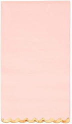 Sparkle and Bash 3-Ply Paper Dinner Napkins - Pink Napkins with Scalloped Gold Foil Edges - Disposable Absorbent for Weddings & Parties - 3 Ply, Pink - 50 Pack - 4 x 8 in