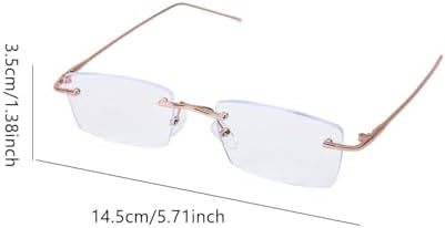 Rimless Reading Glasses for Men Women, Lightweight Metal Clear Readers, Fashion Blue Light Blocking Computer Glasses
