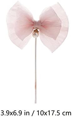3pcs Bow Cake Topper Pink Lace Bowknot Cake Toppers Cake Dessert Picks Decoration For Baby Shower Birthday Wedding Party Supplies