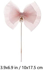 3pcs Bow Cake Topper Pink Lace Bowknot Cake Toppers Cake Dessert Picks Decoration For Baby Shower Birthday Wedding Party Supplies