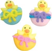 Edible Easter Cupcake Toppers, 12 Count – Chicks in Shell Sugar Charms (5/8") – Royal Icing Cake Decorations for Cupcakes, Cookies & Spring Desserts