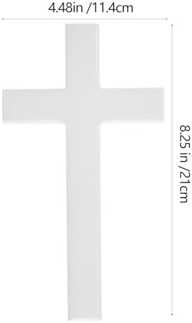 BESTOYARD 8.26 inch Large White Wooden Wall Cross, Solid Wood Christian Decor for Home, Living Room, Church Altar - Hanging Religious Spiritual Gift for Baptism, Christmas, House Blessing