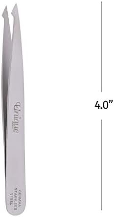 Tweezers - Eyebrow Twin Tweezer - Slant Tip, Pointed Tip, German Stainless Steel, Hair Removal, Facial - By The Unique Edge