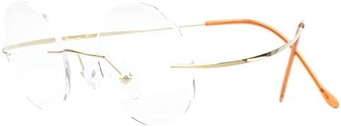 CessBlu Titanium Circle Reading Glasses Bendable Rimless Round Reader Eyeglasses for Men Women Reading