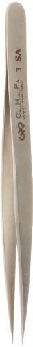 Hakko CHP 3-SA Stainless Steel Non-Magnetic Precision Tweezers with Very Fine Point Tips for Microelectronics Applications, 4-3/4" Length