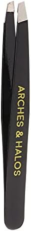 Arches & Halos Surgical Stainless Steel Eyebrow Tweezers - Groom, Pluck and Precisely Shape Brows - Ophthalmologist and Dermatologist Tested - 1 Pc (Pack of 2)