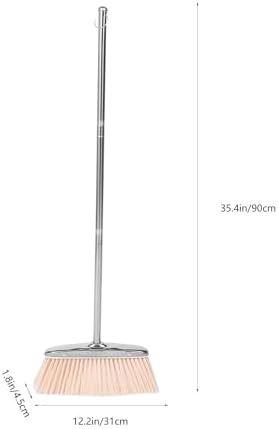 Heavy Duty Stainless Steel Broom Long Handle Floor Sweeping Tool for Home Kitchen Office Cleaning Garbage Wiper Angle Broom with Sturdy Bristles