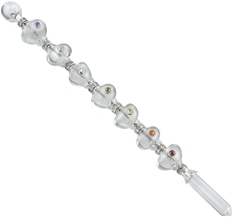 Amazing Gemstone Crystal Chakra Wand Healing Crystal Wands Witchcraft - Clear Quartz Tumbled Crystal Wand for Meditation, Witchcraft, Healing, Yoga, Magic and More - Crystals and Healing Stones Gift