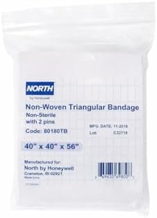 Non-Woven Triangular Bandage, 40” x 40” x 56”, Non-Sterile with Safety Pins – Case of 240 Emergency First Aid Bandages for Slings, Splints & Wound Support