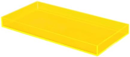 ROYALITA Acrylic Tray Bathroom Tray for Countertop, Guest Towel Holder Tray for Napkin Perfume Jewelry Makeup, Vanity Trays for Soap Dispenser, Aromatherapy, Cup & Candle, Yellow