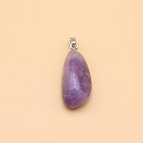 QSLLER 20pcs Natural Crystals Stone Pendant Amethyst Rose Quartz Smooth Polished Gemstone Charms for Jewelry Making DIY Necklace Earrings