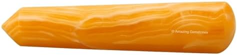 Yellow Calcite Crystal Wand Massage Stick - Pelvic Wand Gua Sha for Adults - Crystals and Healing Stones Massage Wands for Adults Gifts (Pointed)