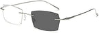 Rimless Transition Photochromic Reading Glasses Anti UV Sunglasses for Men Women Computer Presbyopia Readers